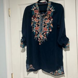 Johnny Was Tunic with Roll up button sleeves
